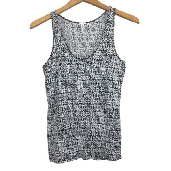 J. CREW Abstract Print Sequin Tank Size Small - Picture 1 of 6